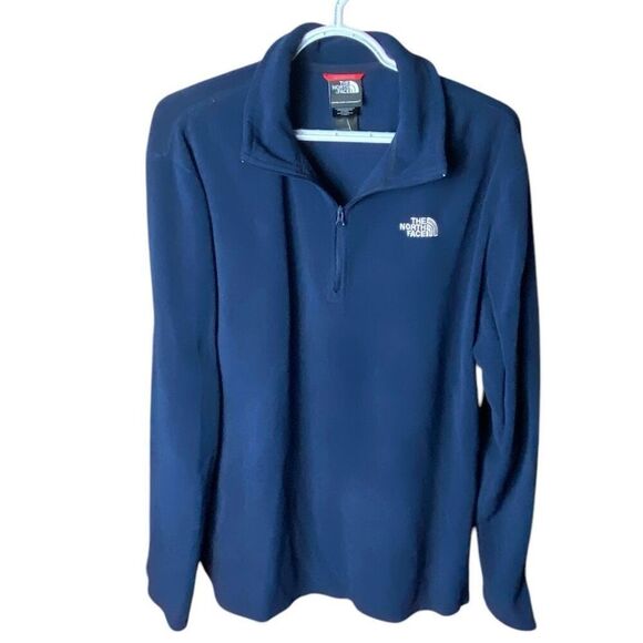 The North Face Mens Navy Blue Long Sleeve 1/4 Zip Fleece Pullover Large - Picture 1 of 5